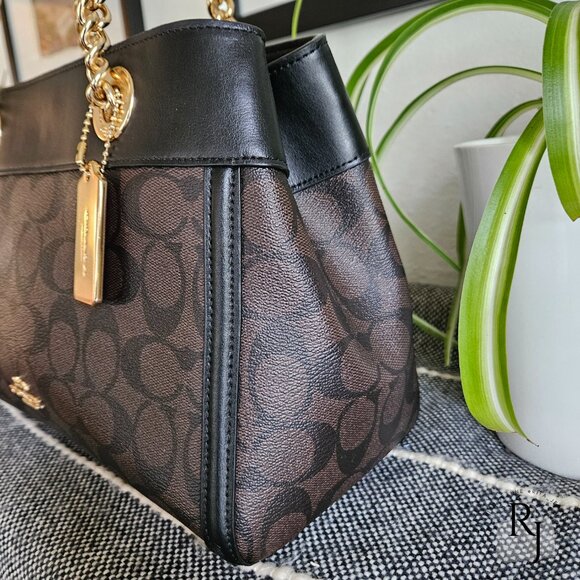 Coach F39711 Brooke Carryall Chain Shoulder Bag – Signature C Black/Brown - Picture 5 of 13